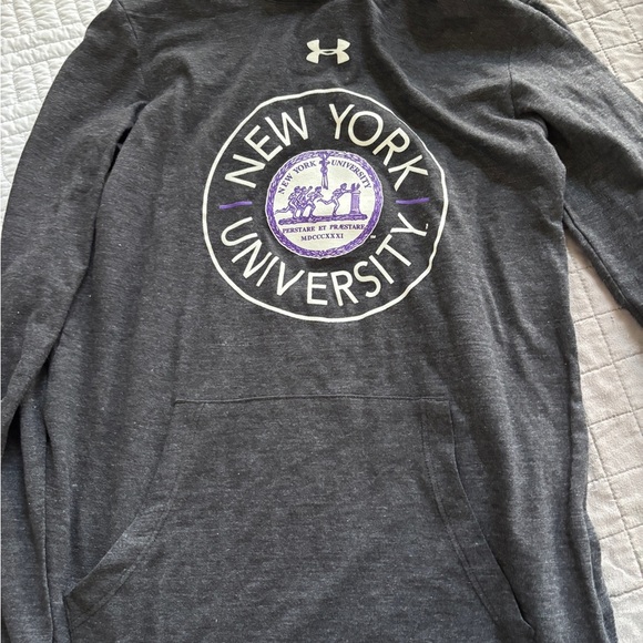 Under Armour Gray NYU women’s hooded long sleeve tee nwt - Picture 1 of 5